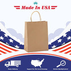 Medium Brown Kraft Paper Bags with Handles, 8x4.25x10.5, 100 Pack