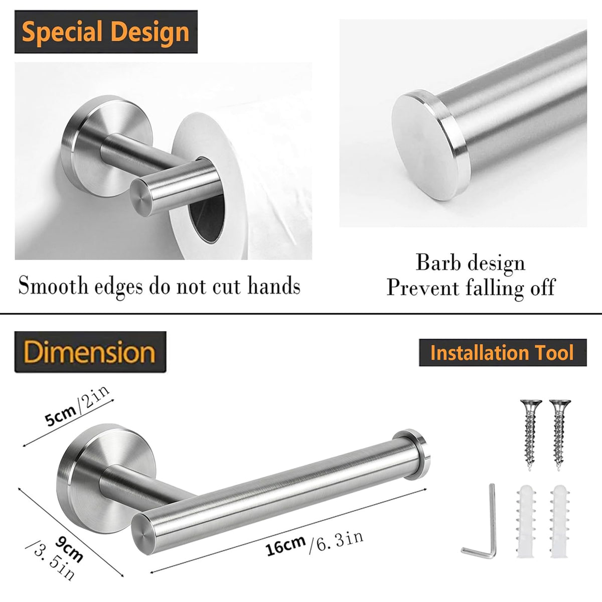 Toilet Paper Holder Wall Mount - Brushed Nickel
