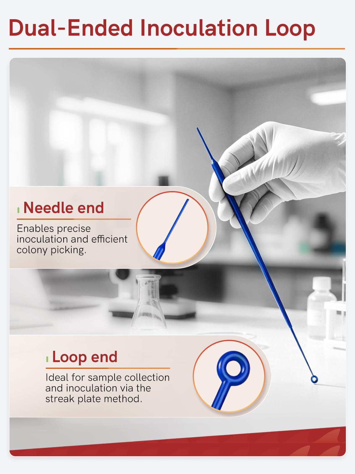 1μl Sterile Inoculating Loop and Needle Combo, 100PCS