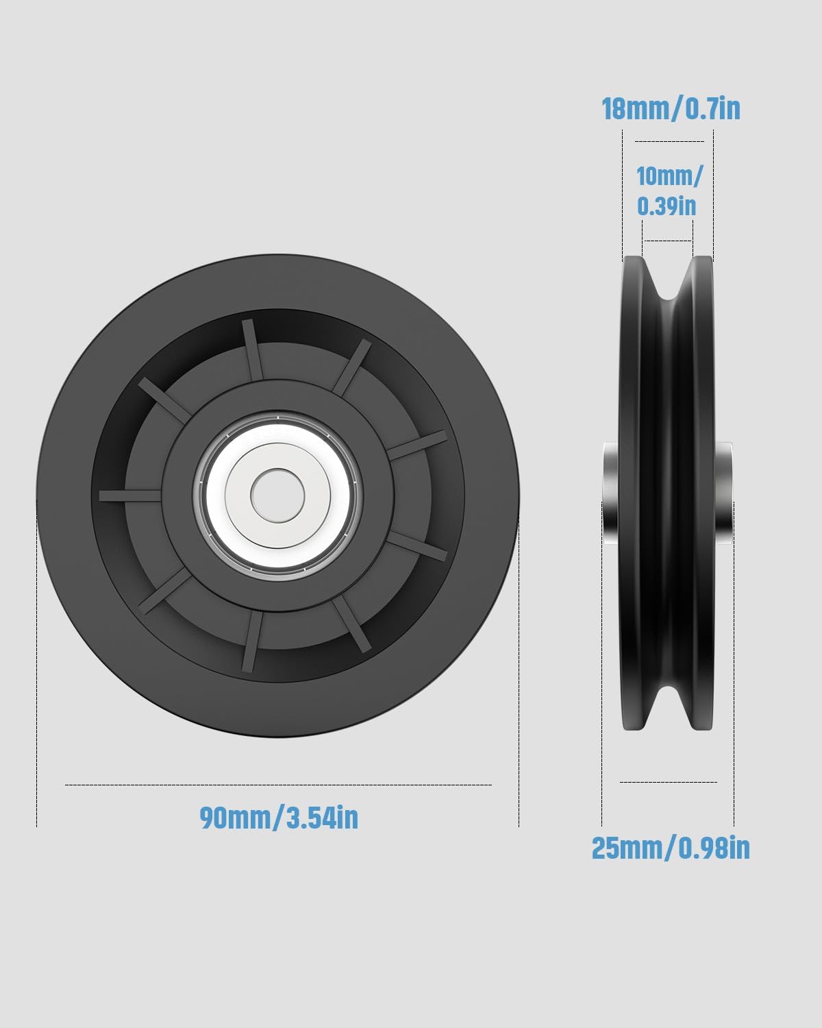 3.5" Nylon Pulley Wheel, Cable Replacement Pulley