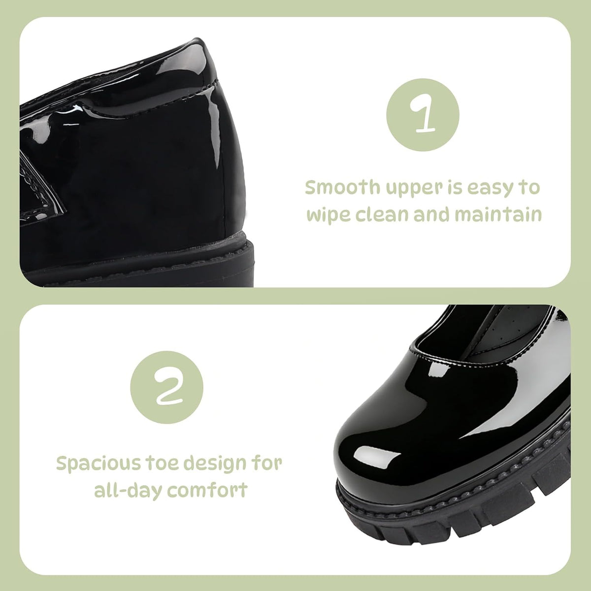 Girls School Shoes, Black Mary Jane Flats with Bow | Round Toe, Non-Slip Sole, School Uniform, Dress Outfits
