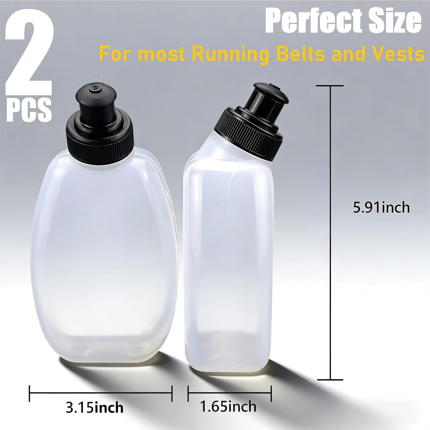 2x10oz BPA-Free Water Bottles for the Running Hydration Belt, Fuel Belts Replacement Bottle Set for Marathon Walking