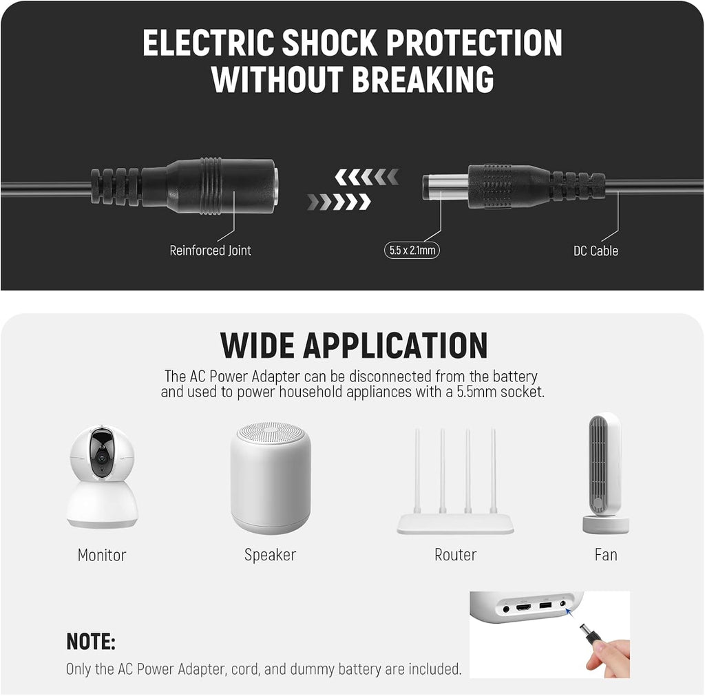 Dummy Battery Replacement for LP-E6 LP-E6N LP-E6NH with DC Coupler and AC Power Adapter Compatible with Canon EOS R