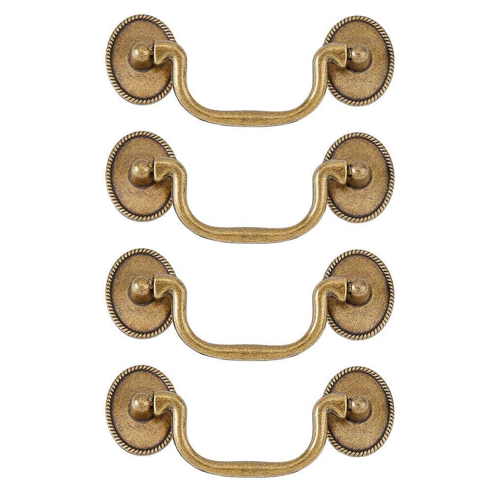4 Set Vintage Bail Pull Handle 3.5" Hole Center Drawer Handle