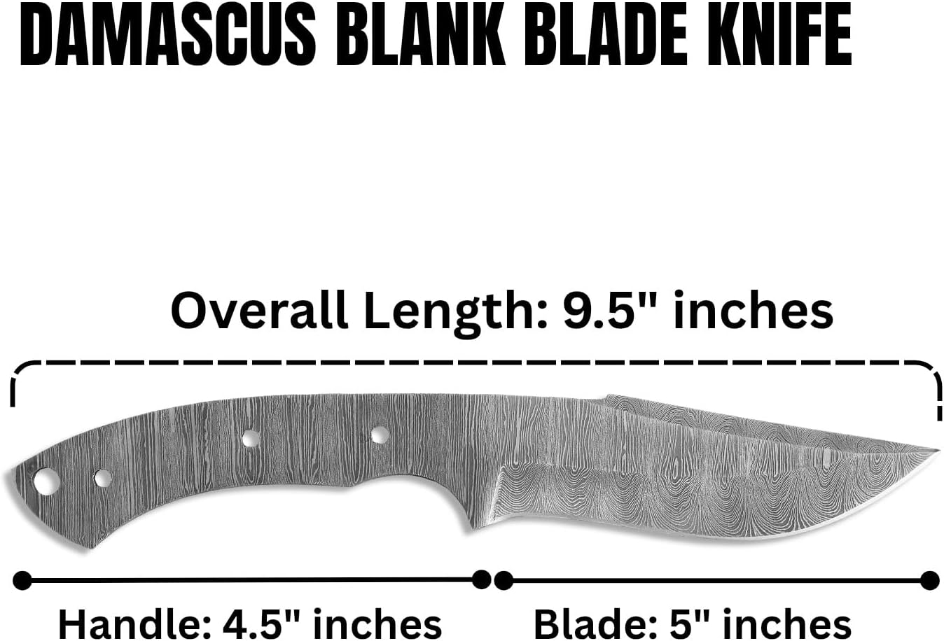 Damascus Steel Knife Making Kit Includes Knife Blade Blank, Pins, Wooden Handle Scales for Knife Making Supplies &