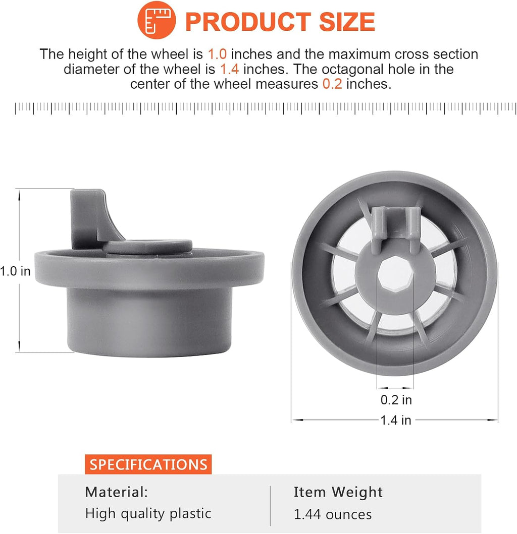 8 Pack 165314 Dishwasher Wheel Lower Rack Wheel Fit for Bosch Kenmore