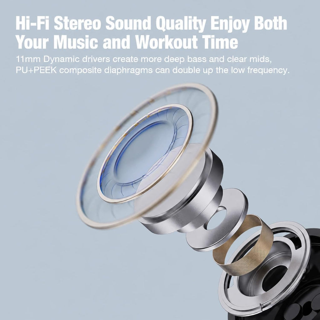 Bluetooth Headphones, Wireless Headphones with 16 Hours Playtime Bluetooth 5.3 Wireless Earbuds HD Stereo Sound IPX7