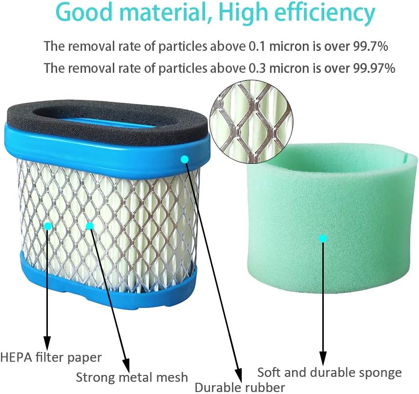 498596 Air Filter with 273356S Pre Filter Replacement for B&S 690610 697029 4207 5059 Engine, Lawn Mower Parts