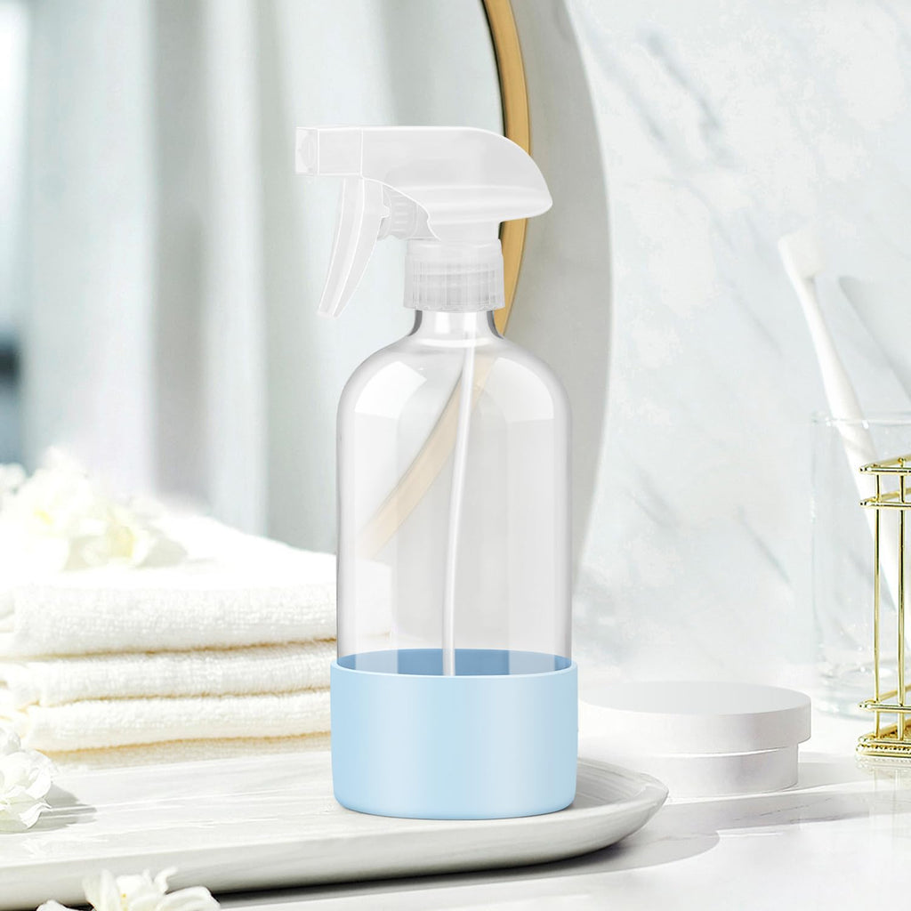 Glass Spray Bottles with Silicone Sleeve Protection, Empty 16 oz Refillable Containers, Reusable Spray Bottles with