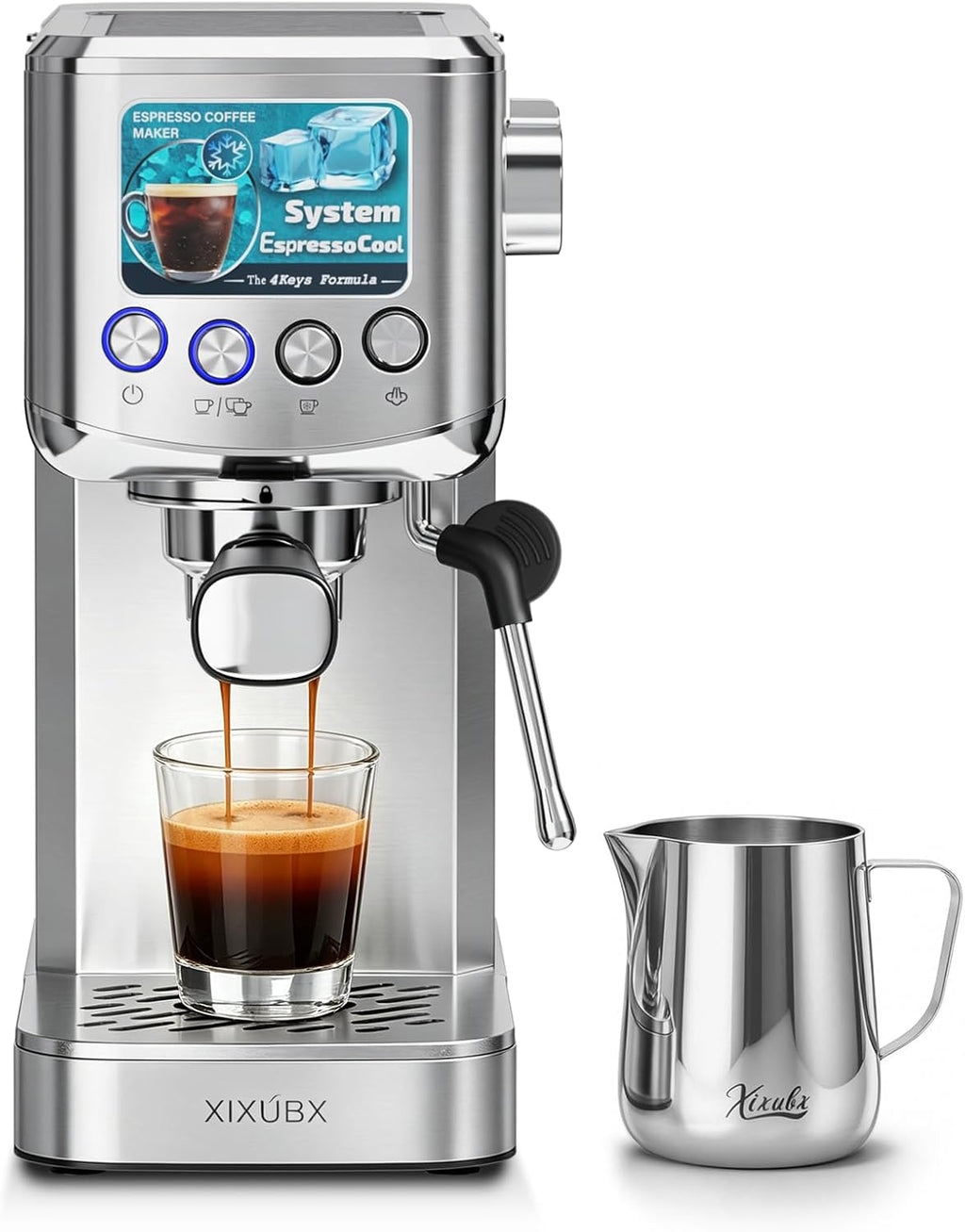 Cold Brew Espresso Maker with Steam Wand for Home & Office | Precise Pressure Gauge, 20 Bar Pump, 42 oz Water Tank
