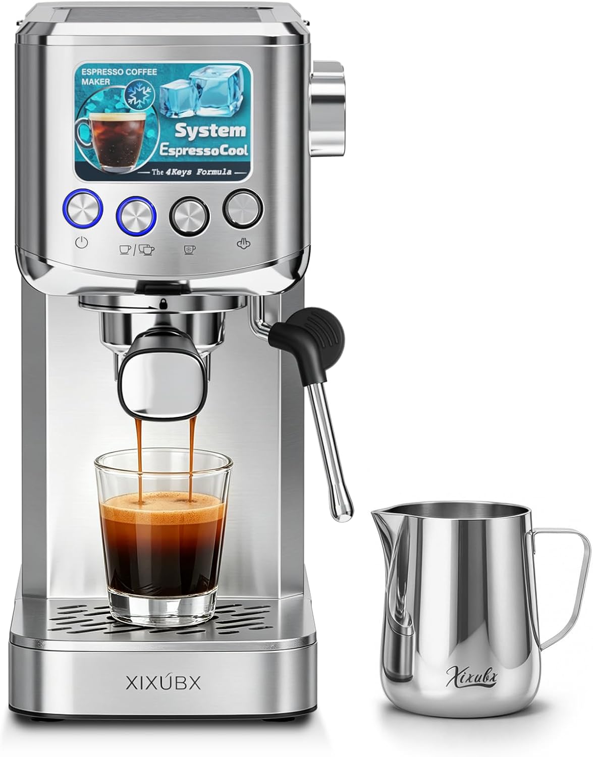 Cold Brew Espresso Maker with Steam Wand for Home & Office | Precise Pressure Gauge, 20 Bar Pump, 42 oz Water Tank