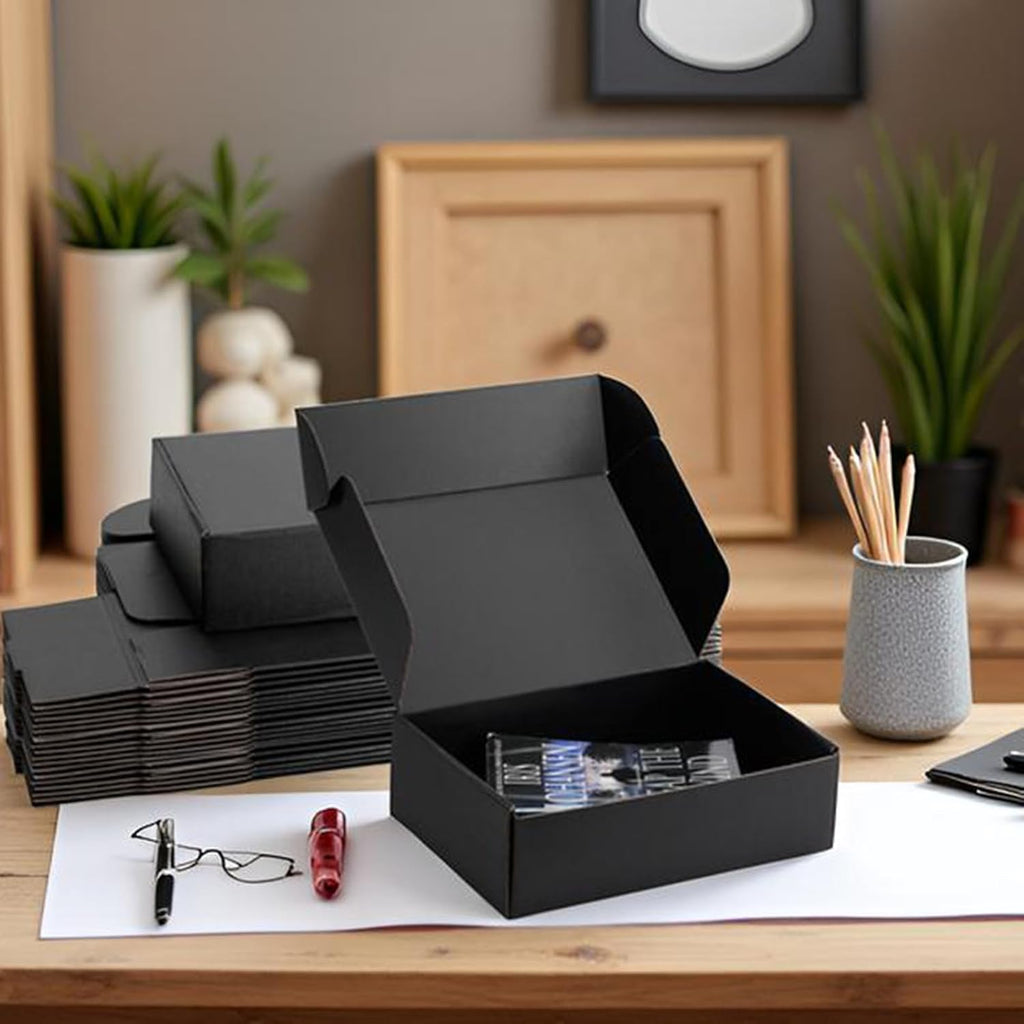10x7x3 inch Black Shipping Boxes for Small Business- Set of 25