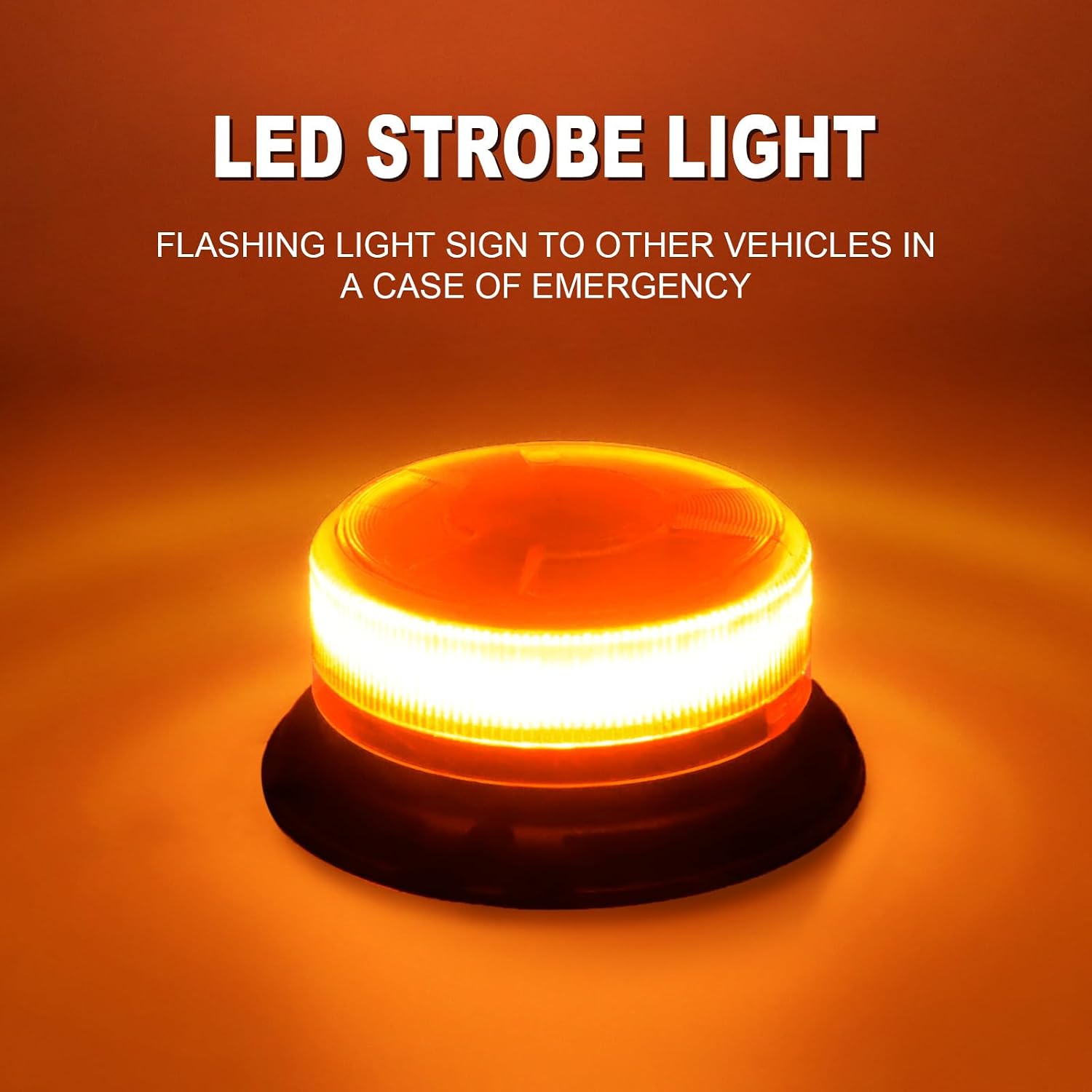 Magnetic Wireless Strobe Light Amber Warning Beacon Light for Trucks | Rechargeable Waterproof Emergency Safety