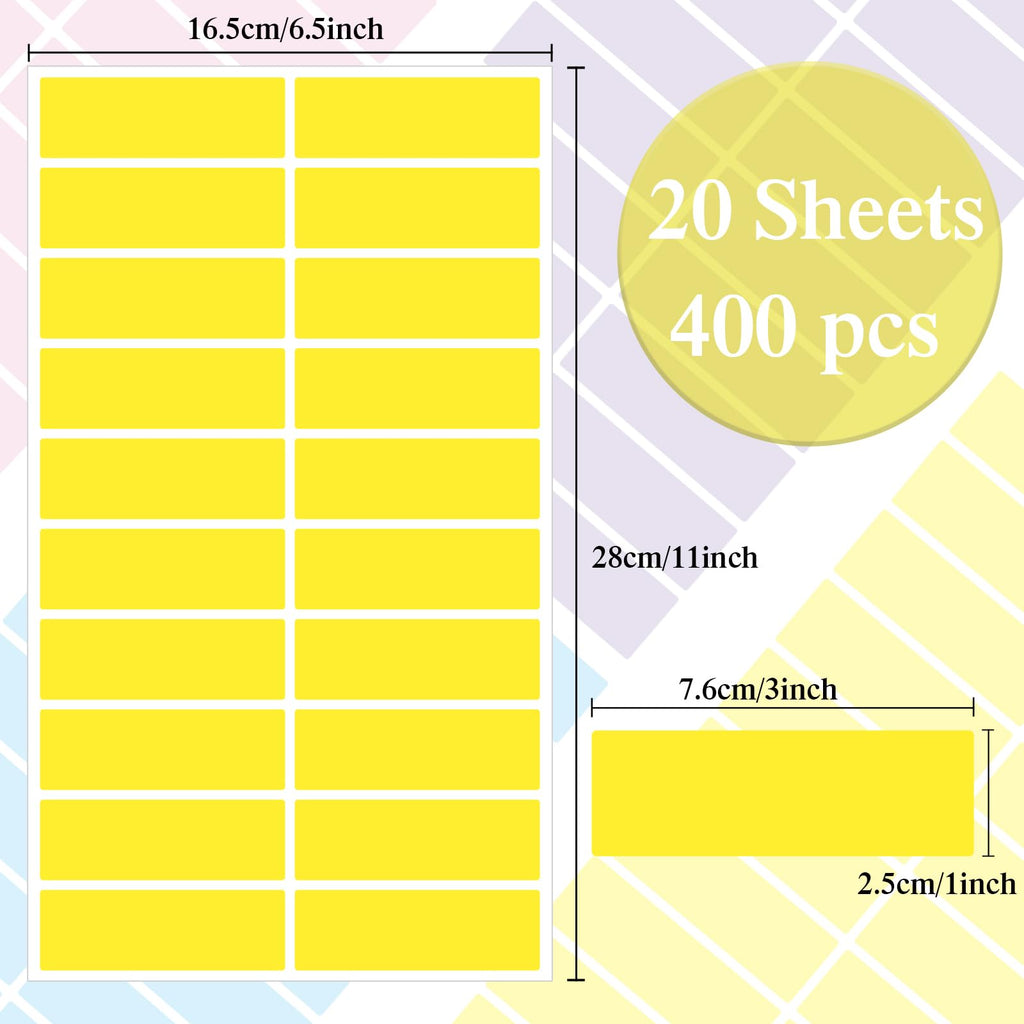 Color Coding Labels,400 PCS 1" x 3" Yellow Rectangular Colored Labels Stickers