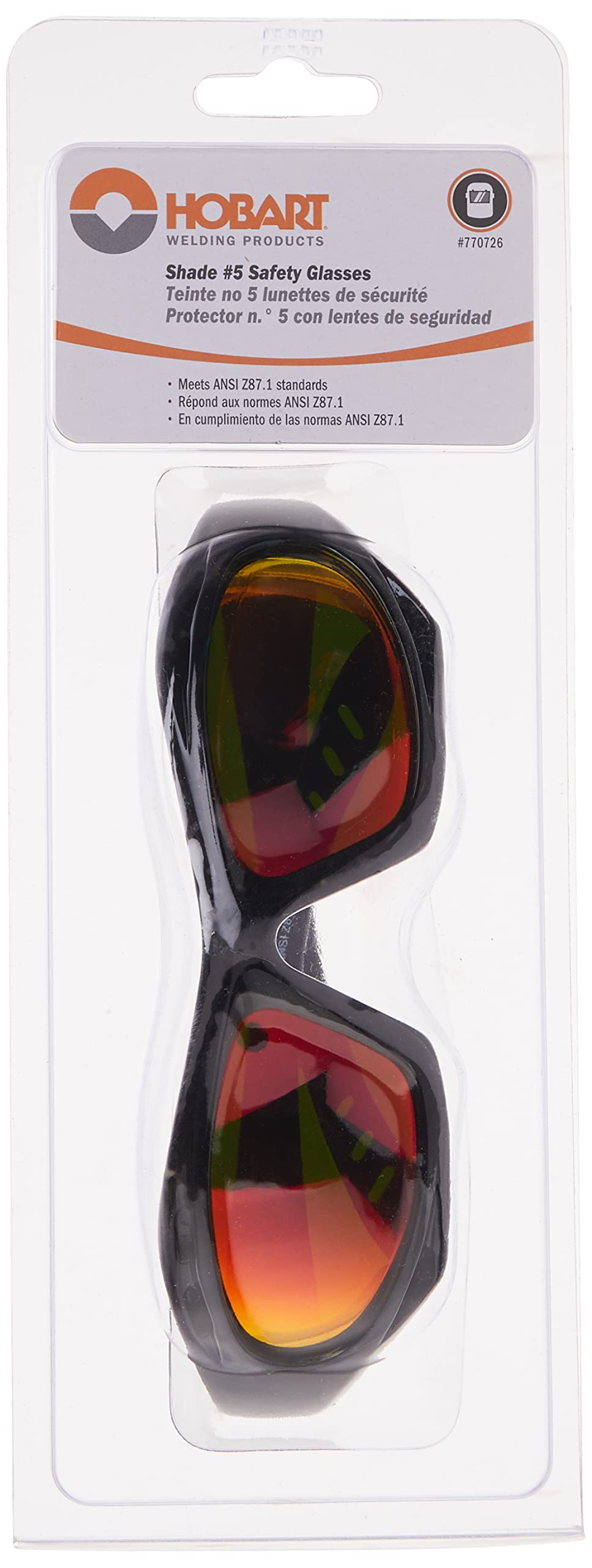 770726 Shade 5, Mirrored Lens Safety Glasses, Black