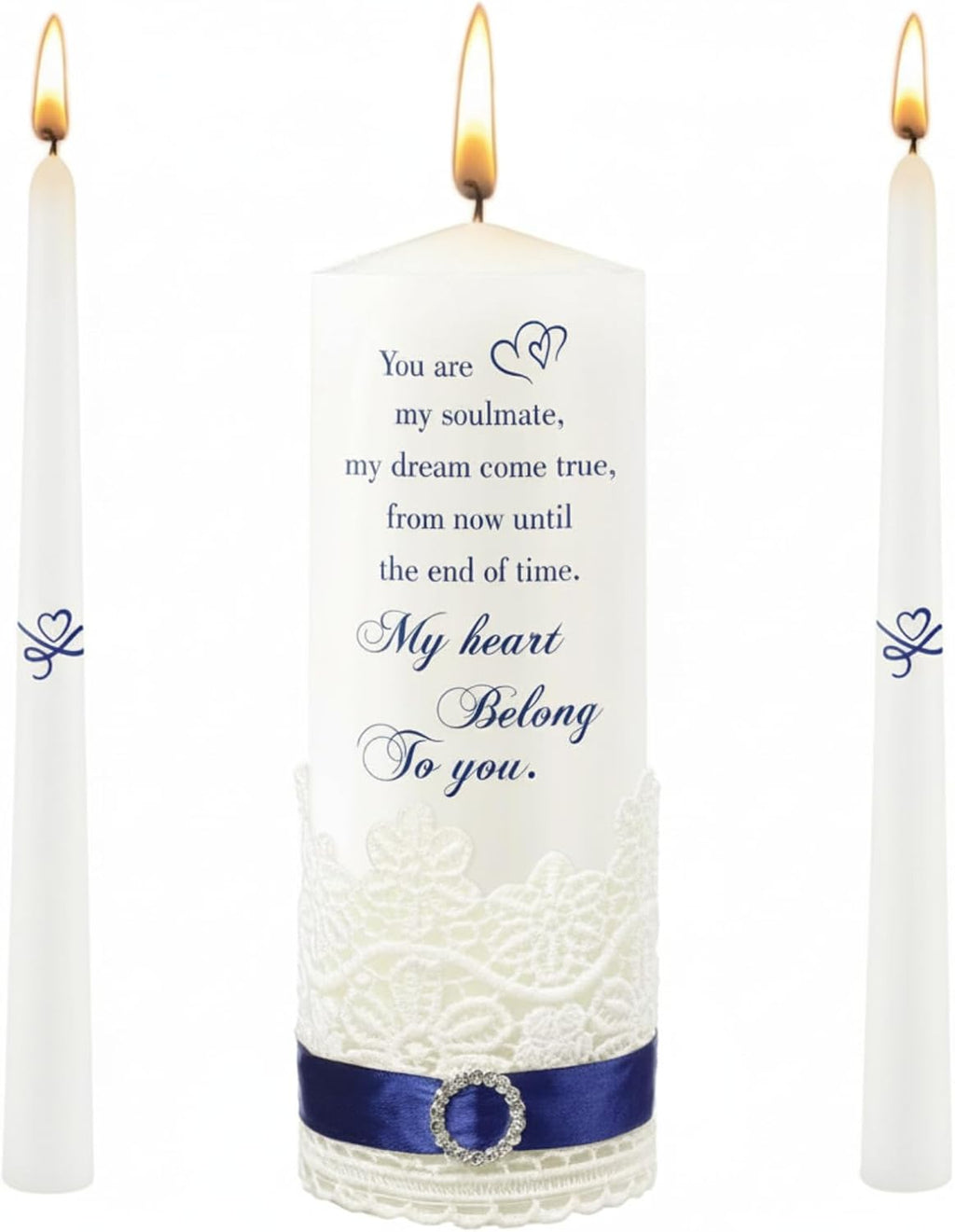 3 Pcs Unity Candle Set for Wedding Ceremony,Heart Style