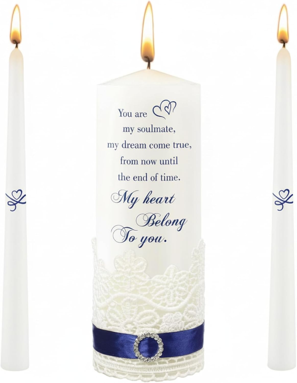 3 Pcs Unity Candle Set for Wedding Ceremony,Heart Style