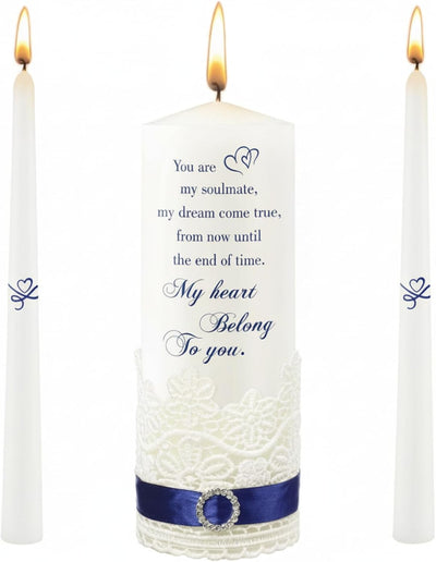 3 Pcs Unity Candle Set for Wedding Ceremony,Heart Style