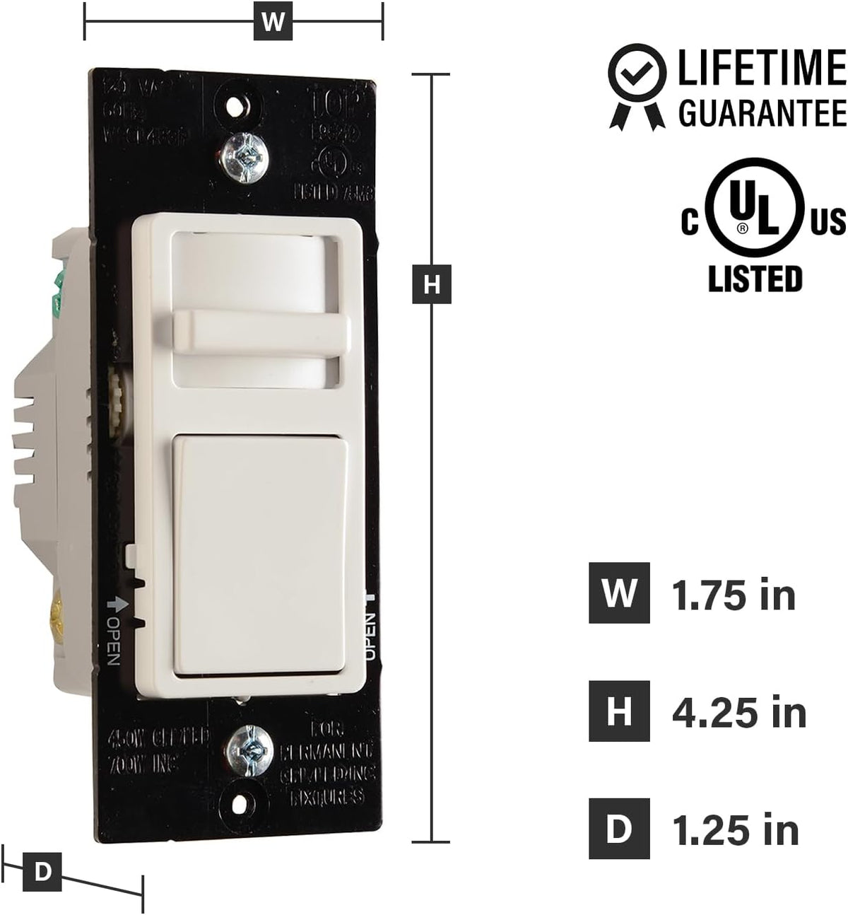 Legrand 450W Wide Slide LED Dimmer Light Switch 3-Way White 1 Pack