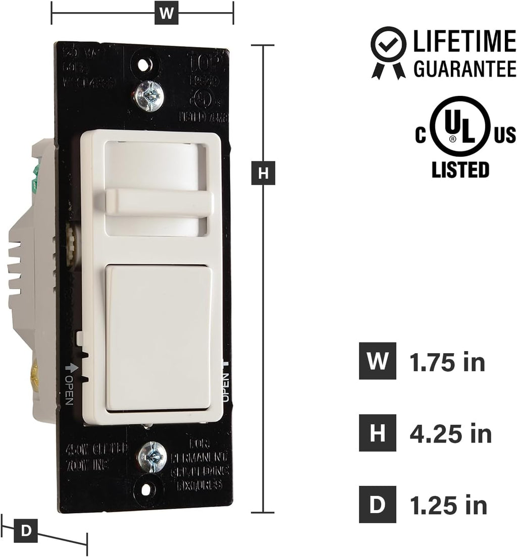 Legrand 450W Wide Slide LED Dimmer Light Switch 3-Way Tri-Color 1 Pack