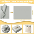 150 Sheets Grey Tissue Paper Bulk 14x20 Inch