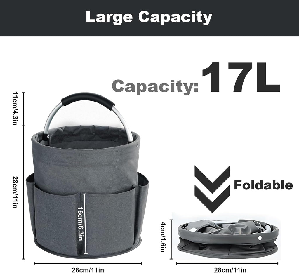 Cleaning Caddy with Handle, Cleaning Products Organiser, 17L Foldable Storage Basket, Cleaning Caddy Organiser