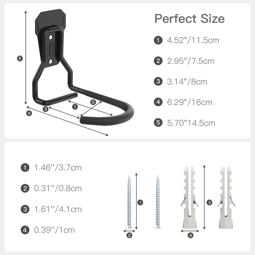 Bike Wall Mount with Fixed Hook, [4 Pack] Bike Storage Rack | Bike Rack Vertical Stand for Garage - Easily