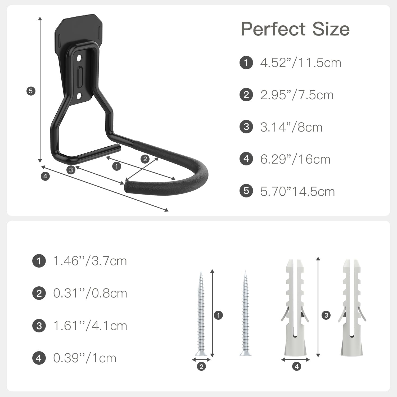 Bike Wall Mount with Fixed Hook, [4 Pack] Bike Storage Rack | Bike Rack Vertical Stand for Garage - Easily