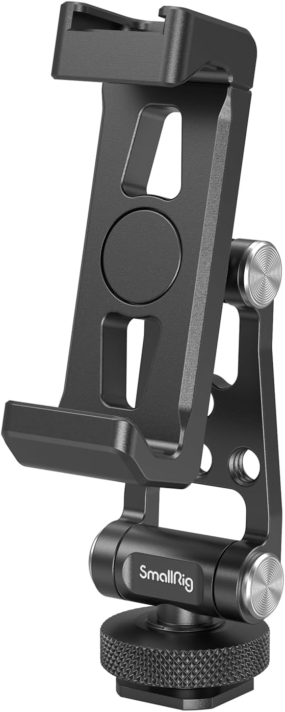 Universal Metal Phone Support with Cold Shoe Mount, Smartphone Holder Adapter Support Free Adjustment Joints, Phone