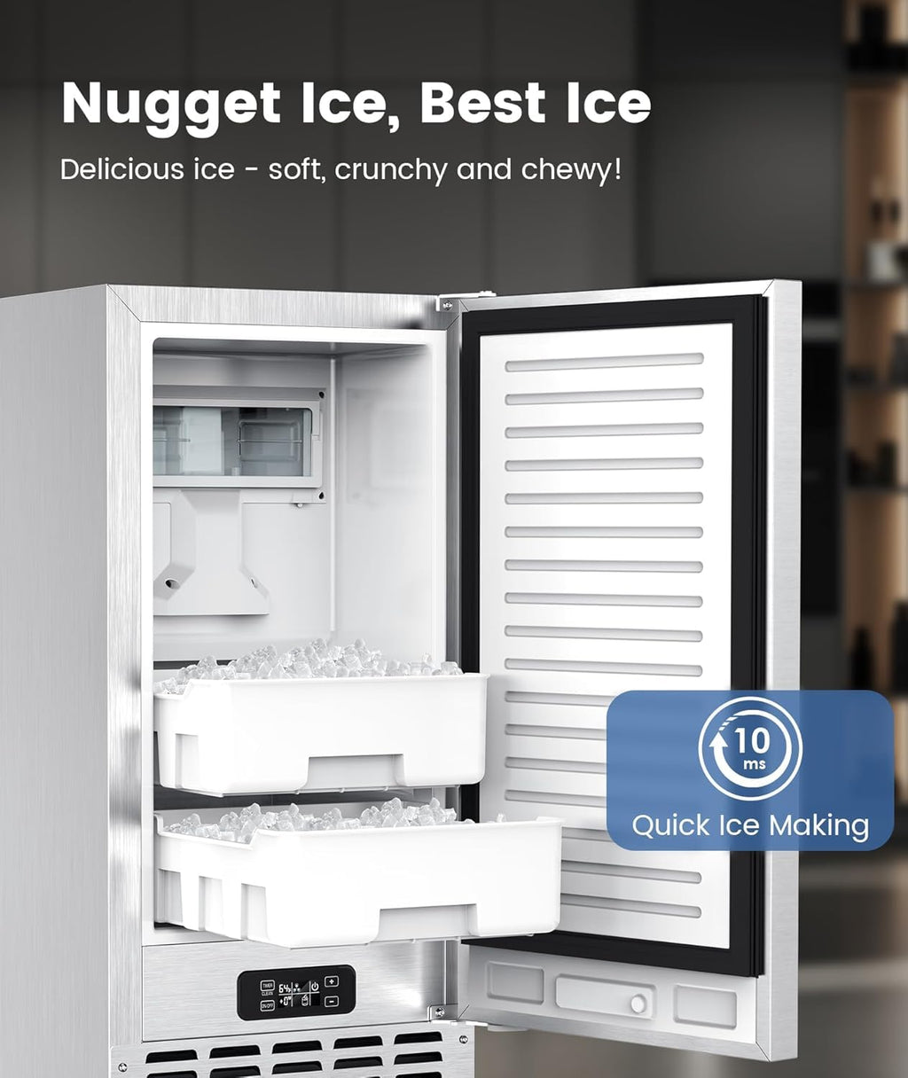 Undercounter Nugget Ice Maker,Commercial Nugget Ice Machine,66 lbs/Day,Built-in or Freestanding‌ with