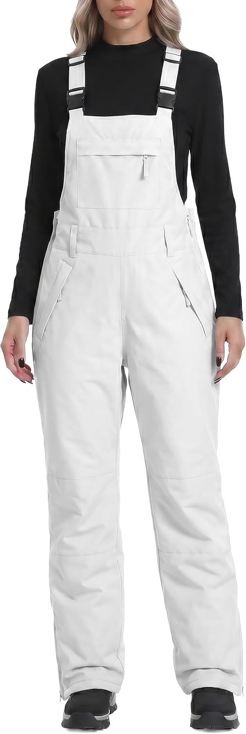 Women's Ski Snow Bibs Adjustable Straps Overalls | Waterproof Insulated Pnats Outdoor Snowboarding