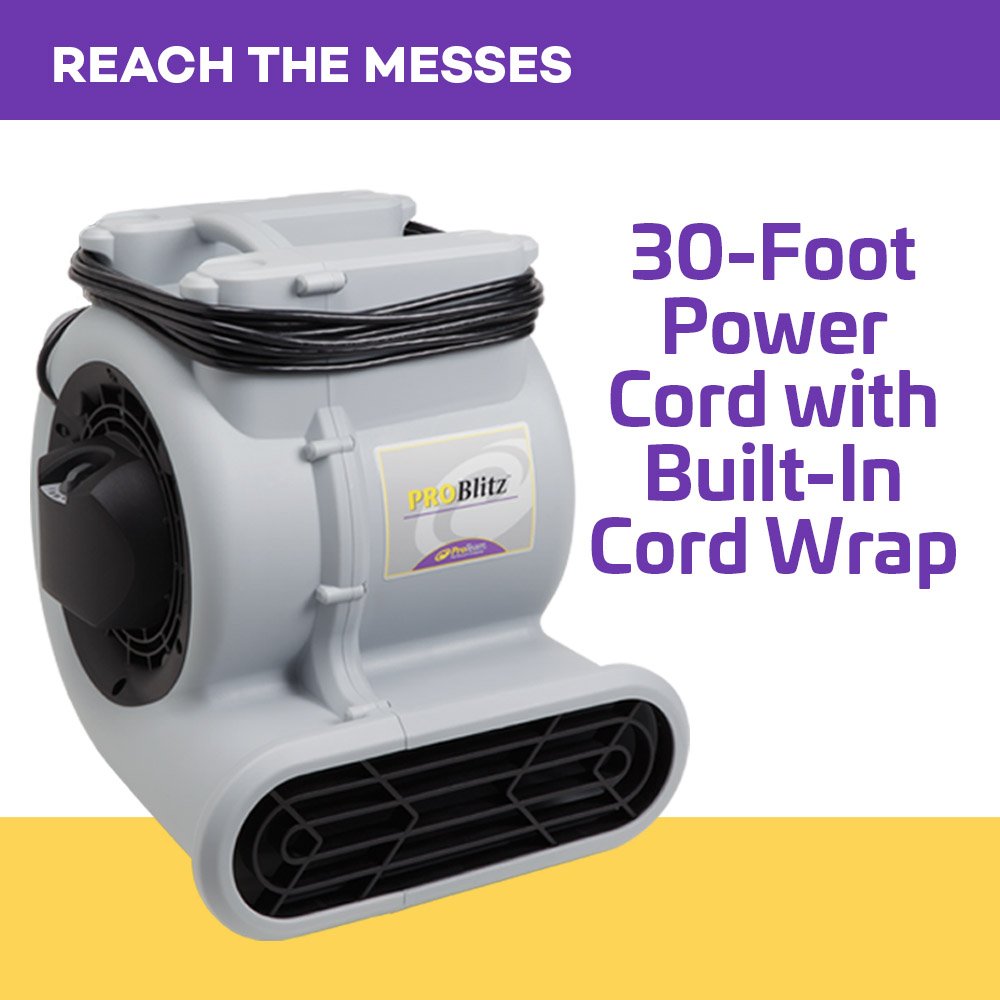 ProBlitz Air Mover Blower Floor Fan Stackable with 3 Speeds and 3 Adjustable Angles for Water Damage, Restoration