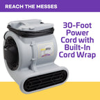 ProBlitz Air Mover Blower Floor Fan Stackable with 3 Speeds and 3 Adjustable Angles for Water Damage, Restoration