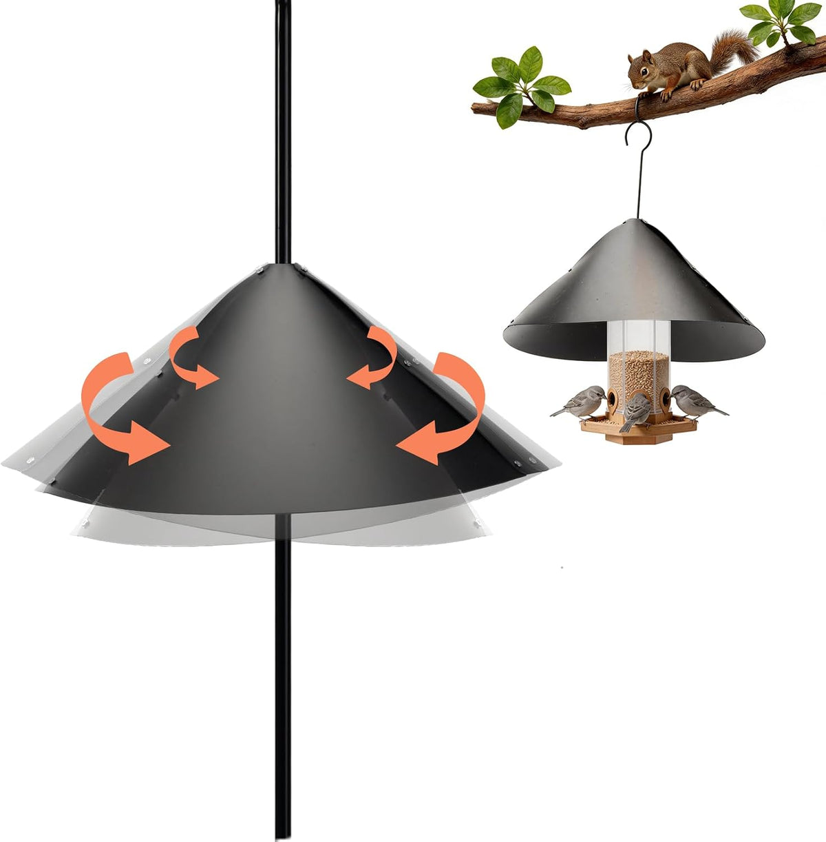 Squirrel Baffle for Bird Feeder Pole, Squirrel Guard Defender, 19In, 1 Pack