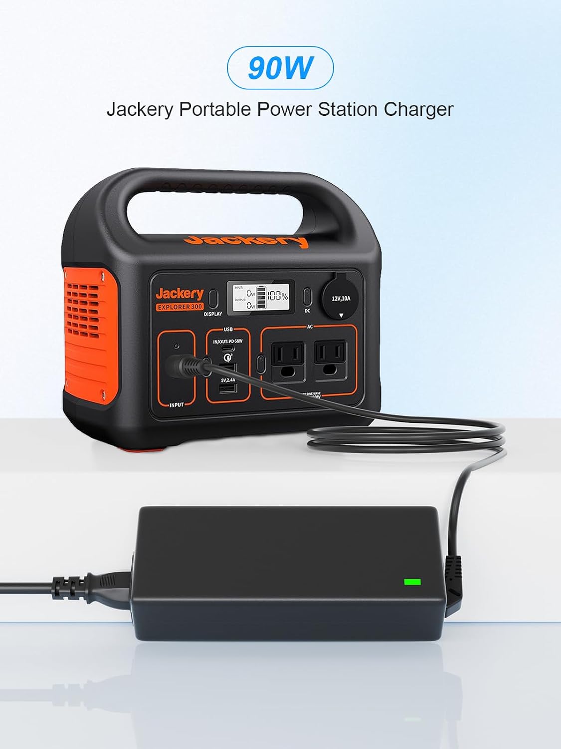 24V 90W Jackery Charger for Explorer Power Stations | Compatible with Explorer 160/240/300/500/550 & Solar