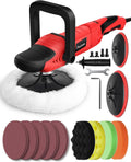 Car Rotary Buffer Polisher Waxer 1200W 6 Speeds, 4*6” Polish Pad | 6"&7" Backing Plates, 1000-3500 RPM, Sanding