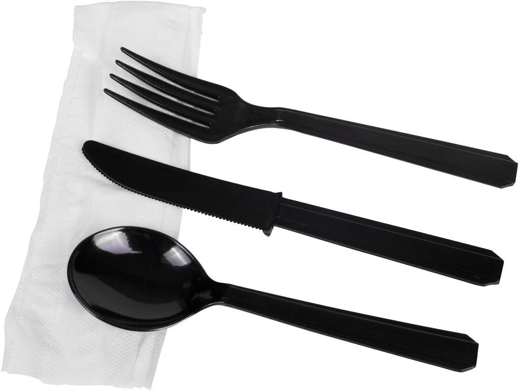 U2200 PS Heavy-Weight Cutlery Kits, Black (Pack of 250)