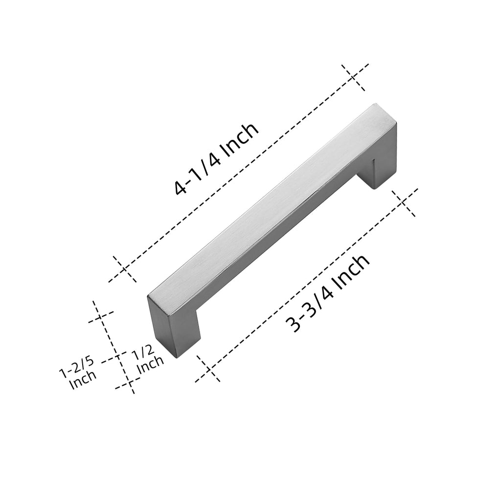 Brushed Nickel Square Cabinet Handles & Pulls 3-3/4 Inch 40 Pack