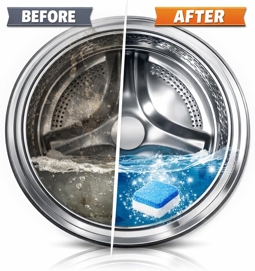 Washing Machine Cleaner Tablets – Deep Cleaning, Septic Safe, 24 Count for Top & Front Load Washers