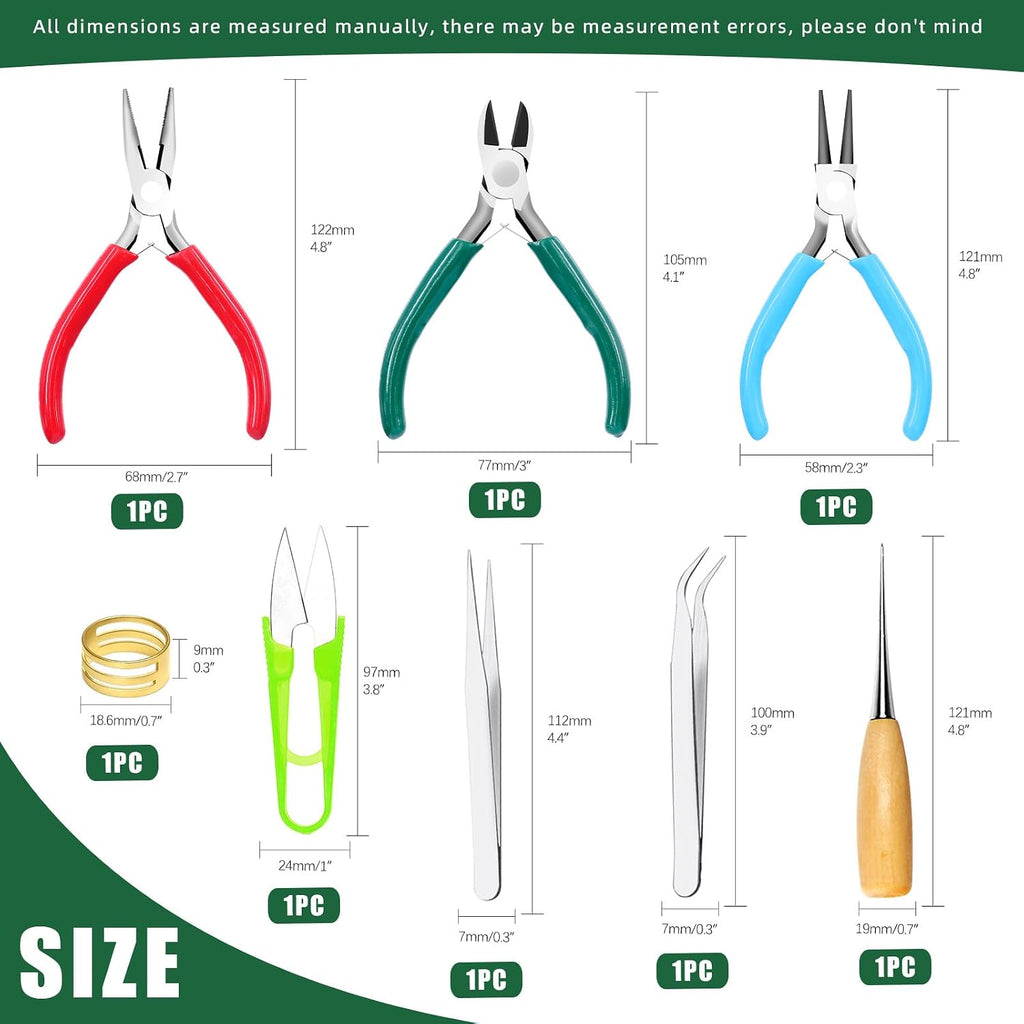 8Pcs Jewelry Pliers Set - 4.5" Round Nose, Wire Cutting, Chain Nose Pliers With Tweezers, Jump Ring Opener for