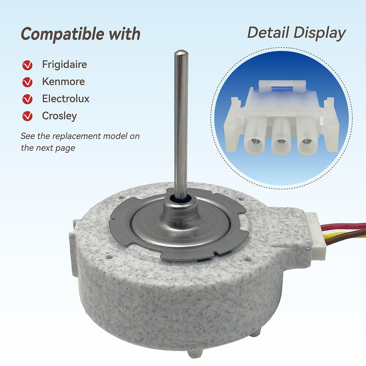 809069206 809069201 Refrigerator Evaporator Fan Motor Compatible with Frigidaire, Kenmore, Electrolux, Replaces AP7014188, 4456990, AP6041795, PS11775846, EAP11775846