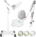 2200 Lumens Magnifying Floor Lamp, 2-in-1 Lighted Desk Magnifier | 144 LED Stepless Dimmable, 10X Real Glass, 4 Wheel