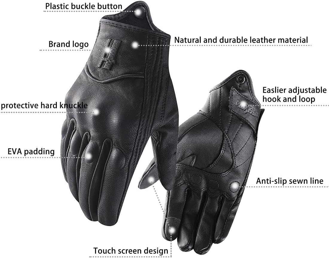 Mens Touchscreen Full Finger Motorcycle Riding Gloves GM028