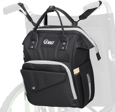 Wheelchair Bag to Hang on Back, Wheelchair Backpack Storage Bag for Adults Seniors, Equipped Cup Holder, Insulation