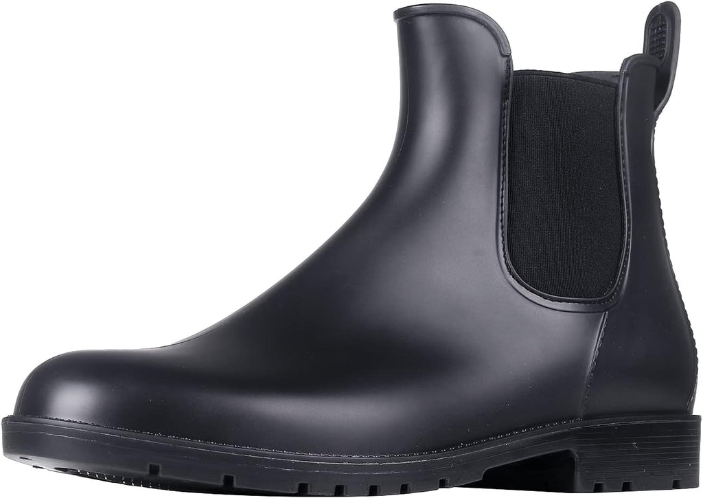 Women's Ankle Rain Boots Waterproof Chelsea Boots | Stylish Matte Finish, Easy On&Off, Non Slip, Ideal for Rainy Commute