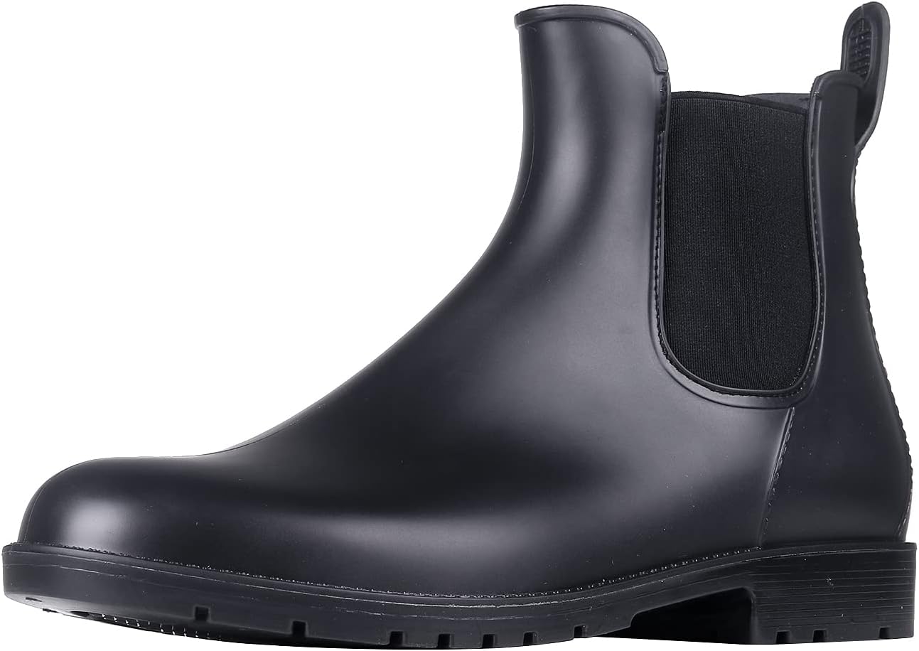 Women's Ankle Rain Boots Waterproof Chelsea Boots | Stylish Matte Finish, Easy On&Off, Non Slip, Ideal for Rainy Commute