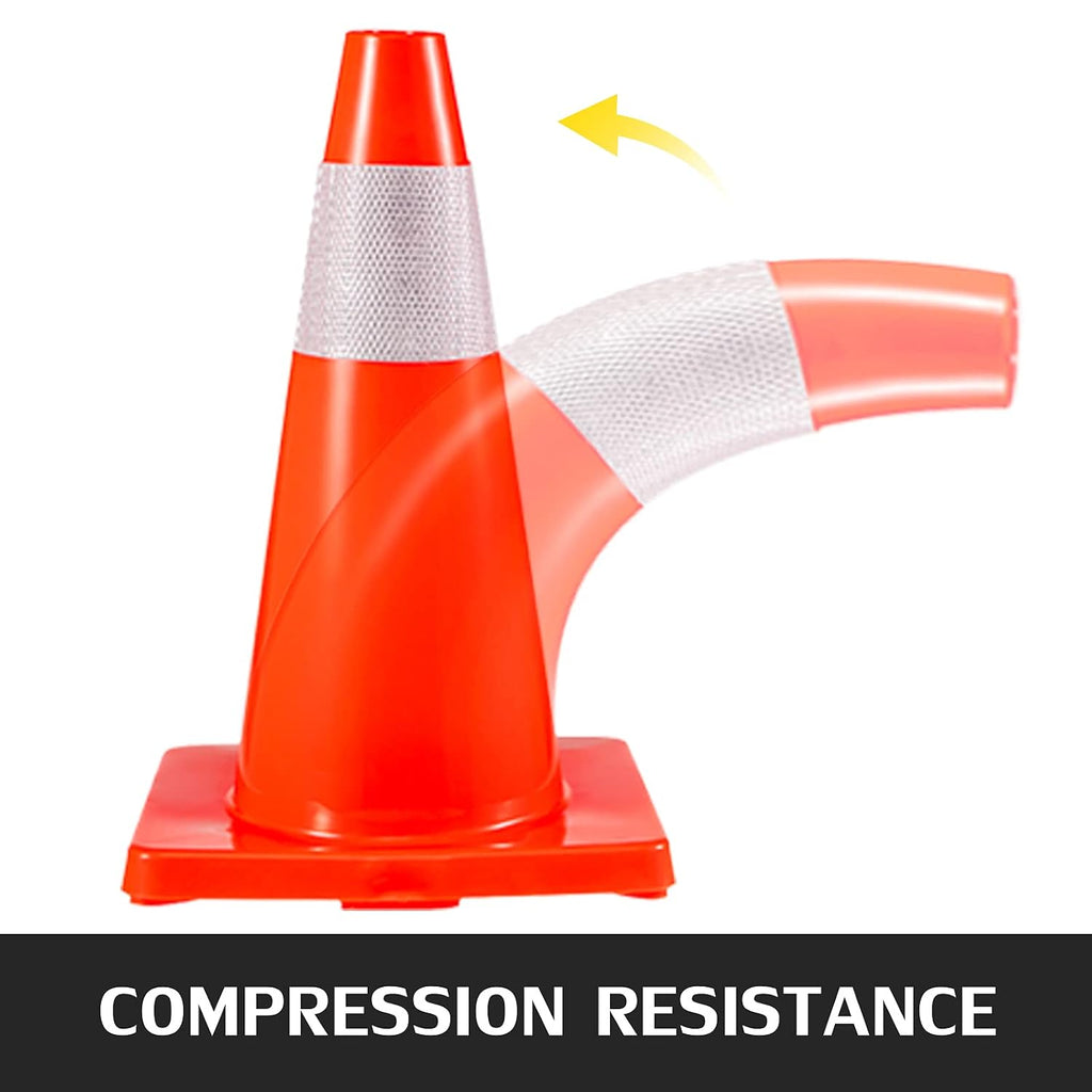 12Pack 18" Traffic Cones, Safety Road Parking Cones PVC Base, Orange Traffic Cone with Reflective Collars, Hazard