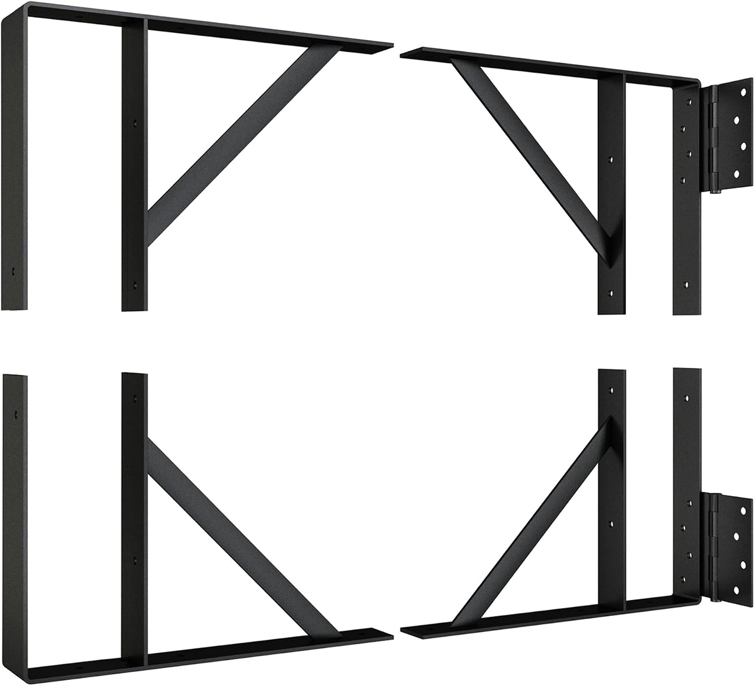 Heavy Duty Anti-Sag Gate Hardware Kit - Steel Brackets with Welded Hinges for Wooden Fence, Driveway, Corral Gates