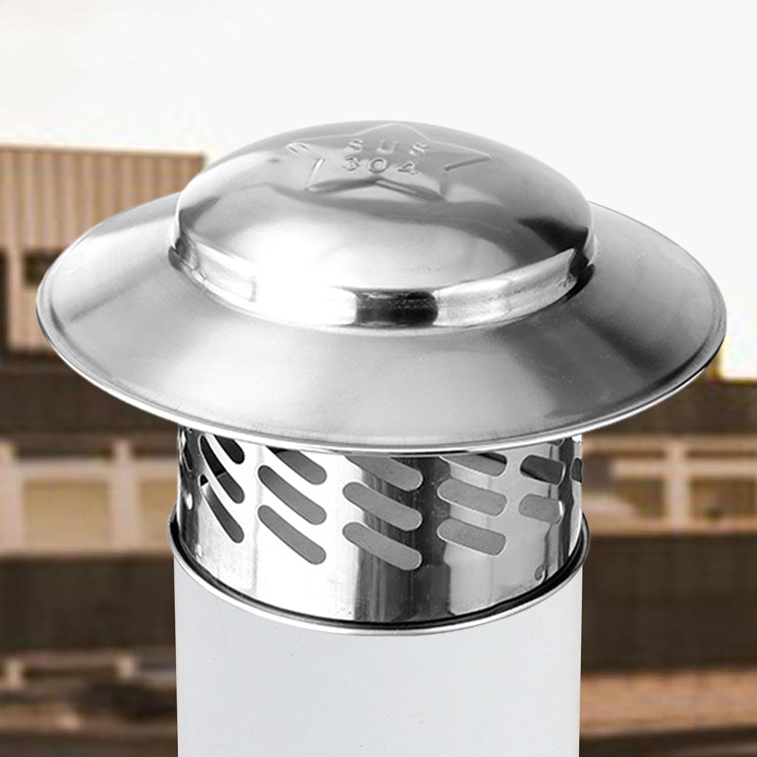 Stainless Steel Chimney Cap, 4 Inch Rain and Snow Protection Flue Cowl for Roof Vents and Fireplace Pipes