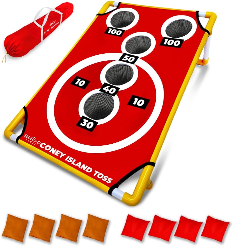 Games - Coney Island Toss - Arcade Style Cornhole Board Set w/Carrying Case & 15+ Games - Corn Hole Games for Adults
